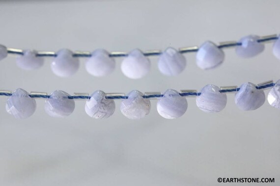 S/ Blue Lace Agate 6x6mm Flat Pear Briolette Beads 16" Strand Natural Blue Gemstone Agate Beads For Jewelry Making