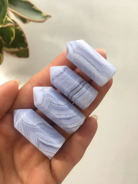 Blue Lace Agate Point, Blue Lace Agate, Polished Blue Lace Agate, Crystal Tower, Crystal Wand, Healing Crystal, Natural Blue Lace Agate