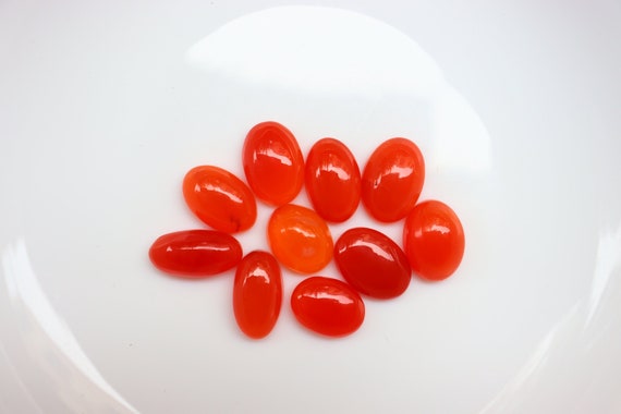 Carnelian 10pc Lot Cabochons, Carnelian Crystal, Oval Shape Carnelian, Carnelian Crystal For Jewelry, Carnelian Emotional Confidence.