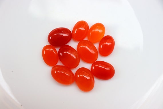 Carnelian 10pc Lot Cabochons, Carnelian Crystal, Oval Shape Carnelian, Carnelian Crystal For Jewelry, Carnelian Emotional Confidence.