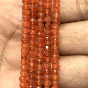Shop Carnelian Faceted Beads! Natural Carnelian Micro Faceted Rondelle 3.5-4 mm Gemstone Beads / Carnelian Wholesale Beads / Carenelian Rondelle Beads /Carnelian Gemstone | Natural genuine faceted Carnelian beads for beading and jewelry making.  #jewelry #beads #beadedjewelry #diyjewelry #jewelrymaking #beadstore #beading #affiliate #ad