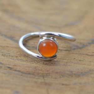 Shop Carnelian Rings! Red Carnelian 925 Sterling Silver Gemstone Jewelry Dainty Ring | Natural genuine Carnelian rings, simple unique handcrafted gemstone rings. #rings #jewelry #shopping #gift #handmade #fashion #style #affiliate #ad
