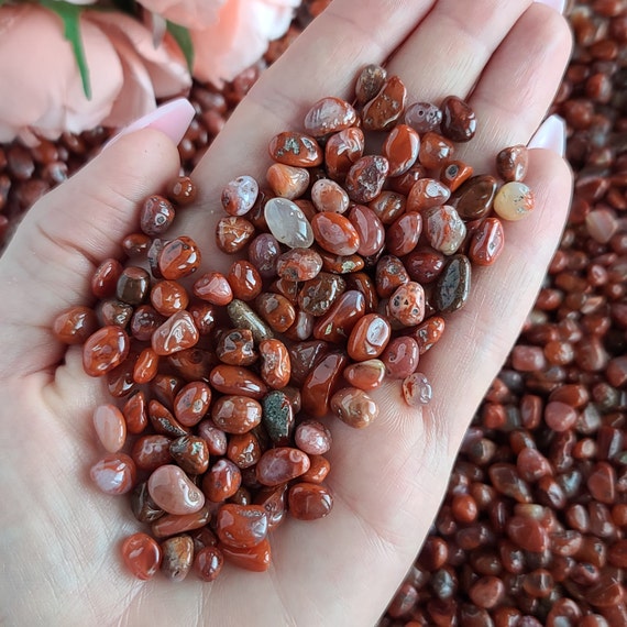 Tiny Tumbled Carnelian Chips 4-10 Mm, Bulk Lots For Orgonites, Jewelry Making Or Crystal Grids