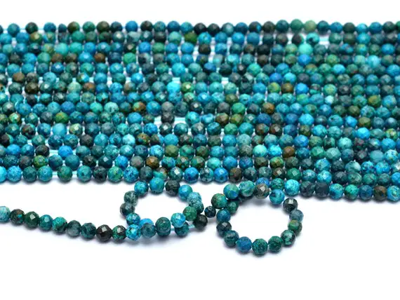 Natural Chrysocolla Gemstone 3mm-4mm Faceted Rondelle Beads | Multi Chrysocolla Semi Precious Gemstone Loose Faceted Beads | 13" Strand