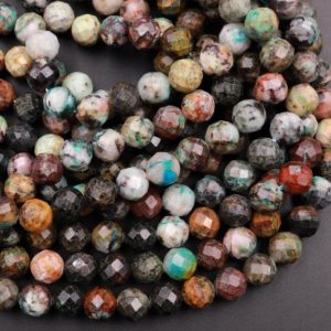 Shop Chrysocolla Faceted Beads! Faceted Natural Chrysocolla Round Beads 6mm 8mm 15.5" Strand | Natural genuine faceted Chrysocolla beads for beading and jewelry making.  #jewelry #beads #beadedjewelry #diyjewelry #jewelrymaking #beadstore #beading #affiliate #ad