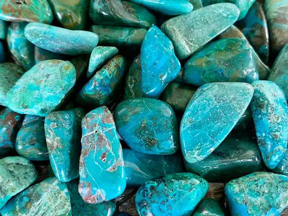 Chrysocolla Stone Semi Tumbled | Natural Gemstone Crystal| Peru Peruvian Goddess Wise Woman