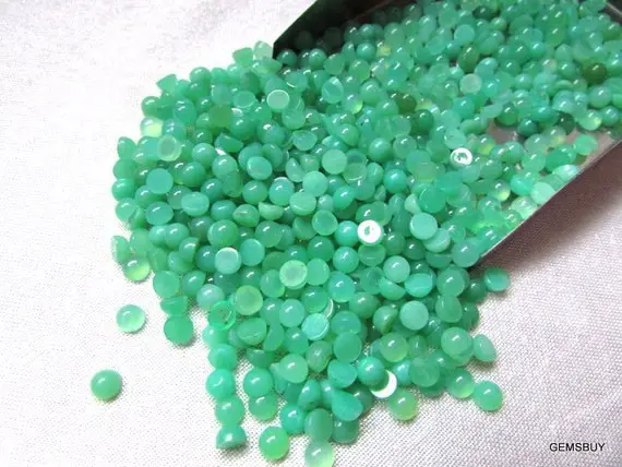 10 Pieces 3mm Chrysoprase Cabochon Round Loose Gemstone, Chrysoprase Round Cabochon Aaa Quality Gemstone.....