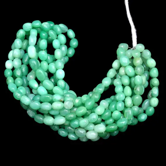 Aaa+ Chrysoprase 5x8mm-7x9mm Smooth Nuggets Beads | Natural Multi Chrysoprase Semi Precious Gemstone Loose Tumbled Beads | 16inch Strand