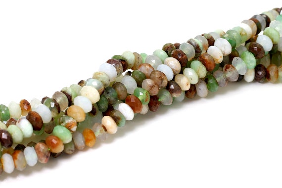 Natural Chrysoprase Beads, Faceted Rondelle Chrysoprase Loose Gemstone Beads - Rdf70