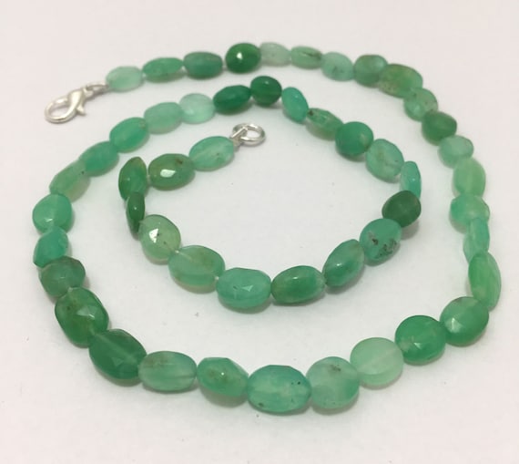 Chrysoprase Aaa Faceted Oval 6x7 To 7x9 Mm Gemstone Beads Strand Sale / Semi Precious Beads / Beaded Necklace / Chrysoprase Oval Beads Sale