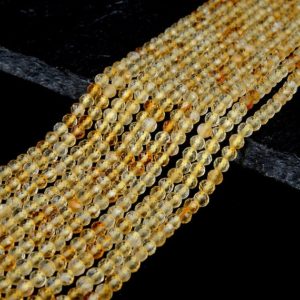 Shop Citrine Faceted Beads! Natural Citrine Gemstone Grade AAA Micro Faceted Round 2MM 3MM Loose Beads (P10) | Natural genuine faceted Citrine beads for beading and jewelry making.  #jewelry #beads #beadedjewelry #diyjewelry #jewelrymaking #beadstore #beading #affiliate #ad