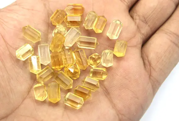 Natural Yellow Citrine Gemstone,5 Pieces November Birthstone Faceted Pencil Shape Beads,size 5x10 Mm Citrine Making Jewelry Wholesale Price