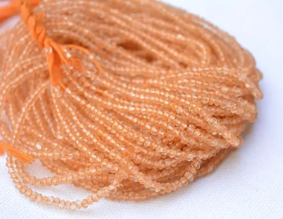 Wholesale Faceted Citrine Gemstone Beads, 2.70mm Citrine Beads, Center Drilled Beads, Natural Citrine Spacer Beads, 13" Strand #pp3037