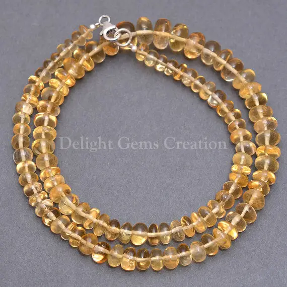 Natural Citrine Beaded Necklace, 6-10mm Golden Citrine Smooth Roundel Beads Necklace, Aaa++ Citrine Transparent Beads Necklace, Mom's Gift