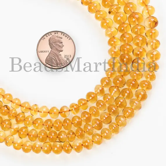 Top Quality Madeira Citrine Beads, 4-6.50 Mm Madeira Citrine Smooth Beads, Madeira Citrine Rondelle Beads, Madeira Citrine Gemstone Beads