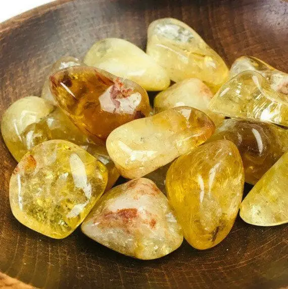 Citrine Tumbled Stone (1) One Citrine Crystal Natural Tumbled Stones (heated) Gold Yellow White Clear Quartz Crystal Gemstones