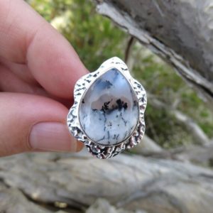 Shop Dendritic Agate Rings! Dendritic agate ring size 8, dendritic opal ring, agate jewelry, sterling silver ring, dendritic ring gemstone ring Australia only jewellery | Natural genuine Dendritic Agate rings, simple unique handcrafted gemstone rings. #rings #jewelry #shopping #gift #handmade #fashion #style #affiliate #ad