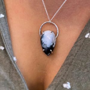 Shop Dendritic Agate Jewelry! Dendritic Opal Necklace, Dendritic Agate Necklace, Black Agate Necklace, Dendritic Pendant, Merlinite Necklace | Natural genuine Dendritic Agate jewelry. Buy crystal jewelry, handmade handcrafted artisan jewelry for women.  Unique handmade gift ideas. #jewelry #beadedjewelry #beadedjewelry #gift #shopping #handmadejewelry #fashion #style #product #jewelry #affiliate #ad