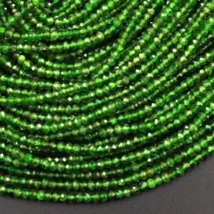 Shop Diopside Beads! Real Genuine Natural Green Chrome Diopside Faceted 3mm Rondelle Gemstone Beads 15.5" Strand | Natural genuine beads Diopside beads for beading and jewelry making.  #jewelry #beads #beadedjewelry #diyjewelry #jewelrymaking #beadstore #beading #affiliate #ad