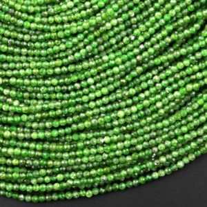 Shop Diopside Faceted Beads! Real Genuine Natural Green Chrome Diopside Faceted 2mm Round Gemstone Beads 15.5" Strand | Natural genuine faceted Diopside beads for beading and jewelry making.  #jewelry #beads #beadedjewelry #diyjewelry #jewelrymaking #beadstore #beading #affiliate #ad