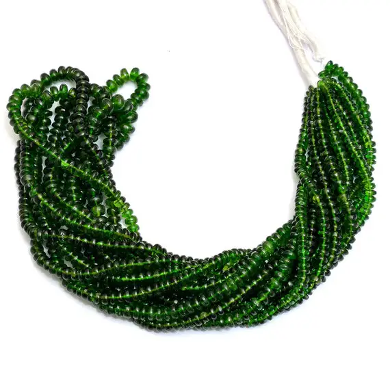 Aaa+ Chrome Diopside Gemstone 3mm-5mm Rondelle Beads | Natural Chrome Diopside Semi Precious Gemstone Smooth Rondelle Beads | 17inch Strand