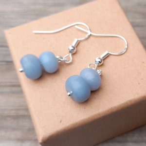 Shop Angelite Earrings! Double Stacked Angelite Earrings | Natural genuine Angelite earrings. Buy crystal jewelry, handmade handcrafted artisan jewelry for women.  Unique handmade gift ideas. #jewelry #beadedearrings #beadedjewelry #gift #shopping #handmadejewelry #fashion #style #product #earrings #affiliate #ad