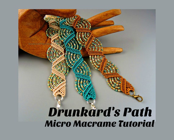 Drunkard's Path Micro Macrame Tutorial - Macrame Bracelet Tut - Pattern - Beaded Macrame - Jewelry Making - Diy
