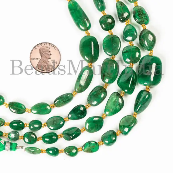 Emerald Smooth Beads, Emerald Nugget Shape Beads, Emerald Beads, Emerald Smooth Beads, Emerald Plain Gemstone Beads, Emerald Natural Beads