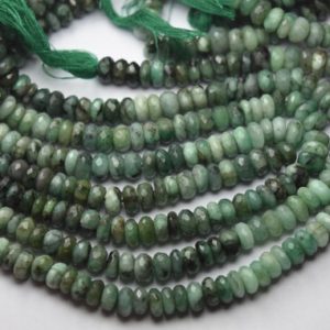 Shop Emerald Faceted Beads! 10 Inches Strand,Finest Quality,Natural Shaded Emerald Faceted Rondelles Beads,Size.7mm | Natural genuine faceted Emerald beads for beading and jewelry making.  #jewelry #beads #beadedjewelry #diyjewelry #jewelrymaking #beadstore #beading #affiliate #ad
