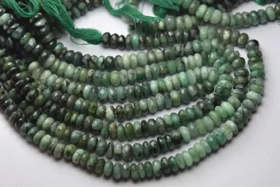 10 Inches Strand,finest Quality,natural Shaded Emerald Faceted Rondelles Beads,size.7mm