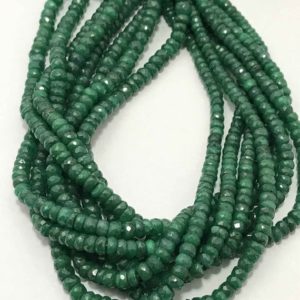 Shop Emerald Necklaces! 4 – 5mm Natural Emerald Faceted Rondelle Gemstone Beads  Strand or Necklace  4mm Emerald Rondelle Beads  Emerald Beaded Necklace | Natural genuine Emerald necklaces. Buy crystal jewelry, handmade handcrafted artisan jewelry for women.  Unique handmade gift ideas. #jewelry #beadednecklaces #beadedjewelry #gift #shopping #handmadejewelry #fashion #style #product #necklaces #affiliate #ad
