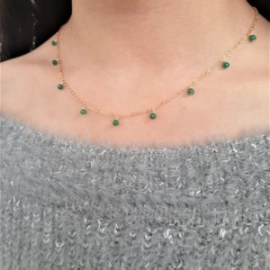 Shop Emerald Necklaces! Genuine Emerald Necklace / May Birthstone Necklace / Dainty Gemstone Necklace / Delicate Layering Necklace, Simple Gold Choker | Natural genuine Emerald necklaces. Buy crystal jewelry, handmade handcrafted artisan jewelry for women.  Unique handmade gift ideas. #jewelry #beadednecklaces #beadedjewelry #gift #shopping #handmadejewelry #fashion #style #product #necklaces #affiliate #ad