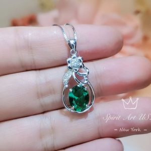 Shop Emerald Pendants! Large Emerald Necklace – Sterling Silver Flower Emerald Pendant – Lab Created Green Gemstone May Birthstone Jewelry | Natural genuine Emerald pendants. Buy crystal jewelry, handmade handcrafted artisan jewelry for women.  Unique handmade gift ideas. #jewelry #beadedpendants #beadedjewelry #gift #shopping #handmadejewelry #fashion #style #product #pendants #affiliate #ad
