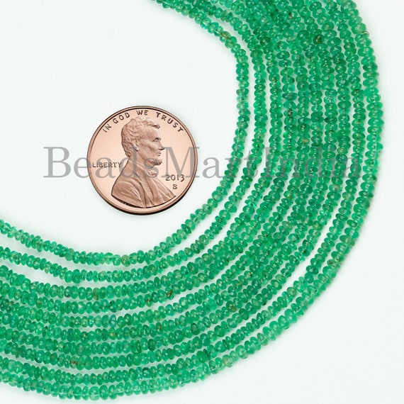 1.75-2.25 Mm Emerald Beads, Emerald Smooth Beads, Emerald Rondelle Beads, Emerald Gemstone Beads,emerald Plain Rondelle Beads,emerald Plain