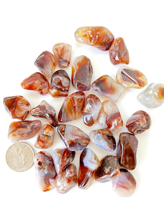 Mexican Fire Agate Stone (0.5" - 1.75") Fire Agate Crystal Polished - Tumbled Mexican Fire Agate - Tumbled Crystals & Stones