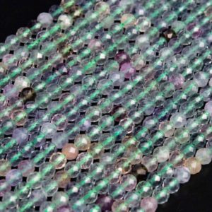 Shop Fluorite Faceted Beads! Genuine Natural Multicolor Fluorite Loose Beads Faceted Round Shape 4mm | Natural genuine faceted Fluorite beads for beading and jewelry making.  #jewelry #beads #beadedjewelry #diyjewelry #jewelrymaking #beadstore #beading #affiliate #ad