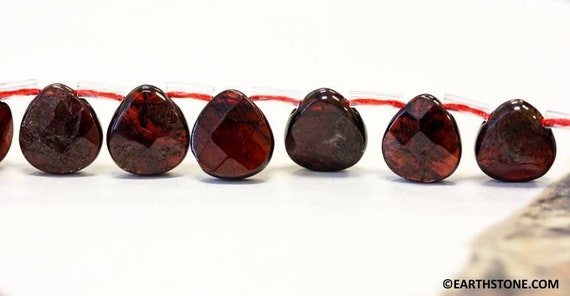 M/ Garnet 10x10mm Flat Pear Briolette Beads 15.5" Strand Enhanced Red Color Gemstone Beads For Jewelry Making