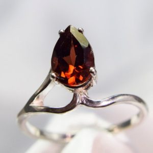 Shop Garnet Rings! Garnet Ring, Genuine Gemstone 9x6mm Pear Shaped 1.45ct, Set In 925 Sterling Silver Solitaire Ring | Natural genuine Garnet rings, simple unique handcrafted gemstone rings. #rings #jewelry #shopping #gift #handmade #fashion #style #affiliate #ad
