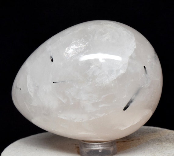 Gorgeous Tourmalated Tourmalinated Quartz Egg Polished 66mm 225g Natural Black Tourmaline In White Quartz Gemstone Crystal Mineral Specimen