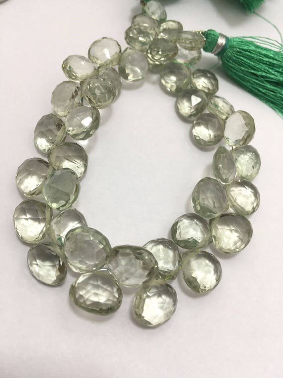 8 - 10 Mm Green Amethyst Faceted Hearts Gemstone Beads Strand Sale / Semi Precious Beads / Amethyst Hearts Strand Wholesale / Faceted Beads
