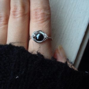 Shop Hematite Rings! Hematite Ring – US Size 5 – Wirewrapped Jewelry with Sustainable Silver – Ecofriendly, Magic, Fairy, Wedding, Anniversary, Band | Natural genuine Hematite rings, simple unique alternative gemstone engagement rings. #rings #jewelry #bridal #wedding #jewelryaccessories #engagementrings #weddingideas #affiliate #ad