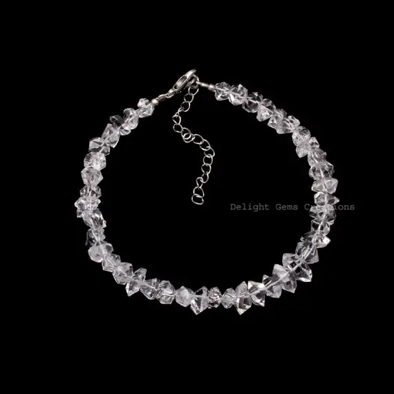 Herkimer Diamond Bracelet-herkimer Diamond Nuggets Beads Bracelet-7mm-8mm White Clear High Quality Herkimer Diamond Beads-halloween Jewelry