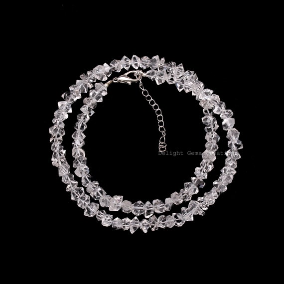 Herkimer Diamond Necklace, Herkimer Diamond Nuggets Beads Necklace, 7mm-8mm White Clear High Quality Herkimer Diamond Beads Women Necklace