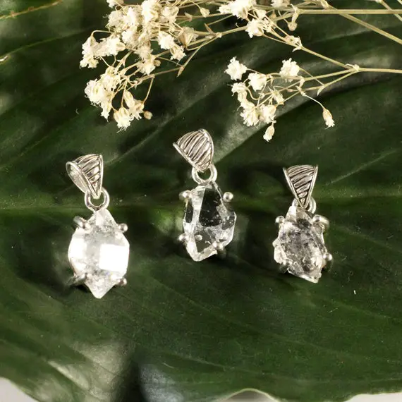 Stunning Herkimer Diamond Pendants // Herkimer Diamond Jewelry // Quartz Jewelry // Sterling Silver // Village Silversmith
