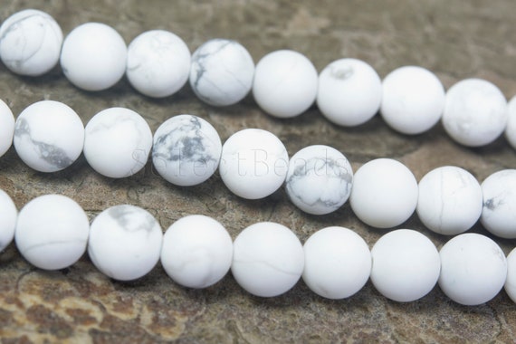 Matte Howlite White Beads - White Stone Beads - White Gemstone Bead -  Grey And White Beads - Semi Precious Stones - 4-14mm Beads - 15 Inch