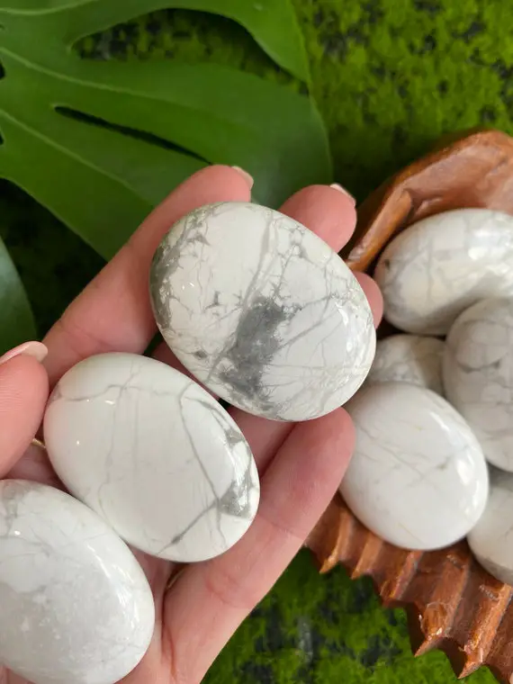 White Howlite Palmstone, Palm Stone, Small Pocket Stone