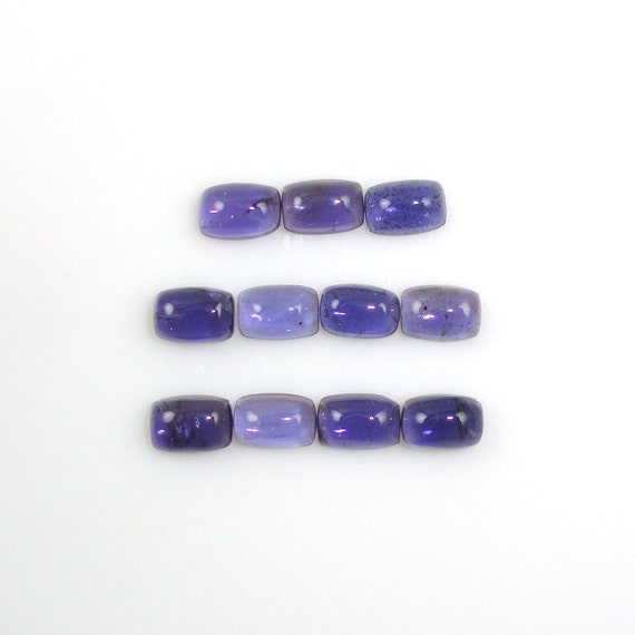 Iolite Cab Emerald Cushion Shape 7x5mm Approximately 10 Carat, Variety Of Cordierite, Transparent Gem With Purplish Tinge, For Jewelry(8685)