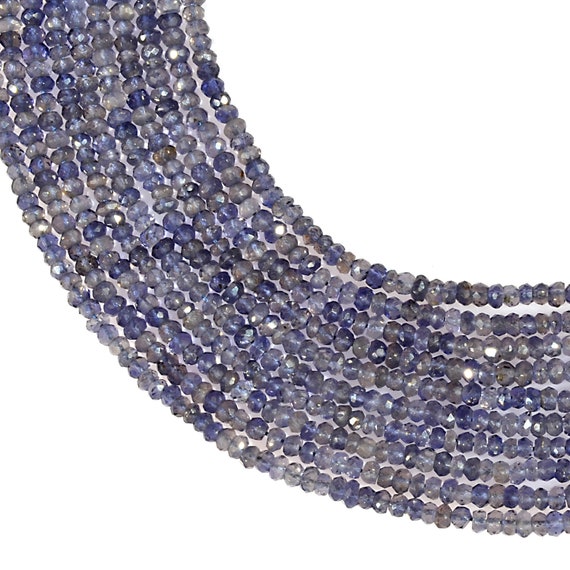 Iolite Faceted Rondelle Beads   3 Mm Iolite Beads    Rondelle Iolite Beads    Faceted Iolite Beads    Natural Iolite     Aaa Iolite Beads