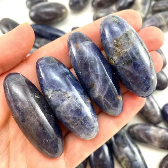 One Polished Iolite, Tumbled Water Sapphire, Iolite Crystal, Tumbled Iolite, Iolite Lingam, Cordierite Palm Stone, Cordierite Crystal