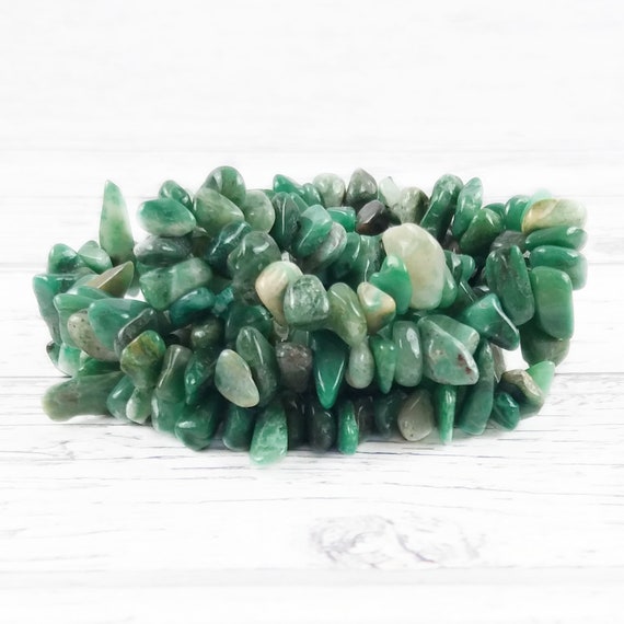 Jade Gemstone Beads, Crystal Chips Bag Of 50 Pieces, Full Strand, Reiki Infused A Extra Grade African Jade Beads